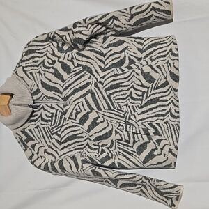 Nicole MIiller Ny 1/4 Zip Collar Turtleneck Rayon/wool Blend. Beige/green Small